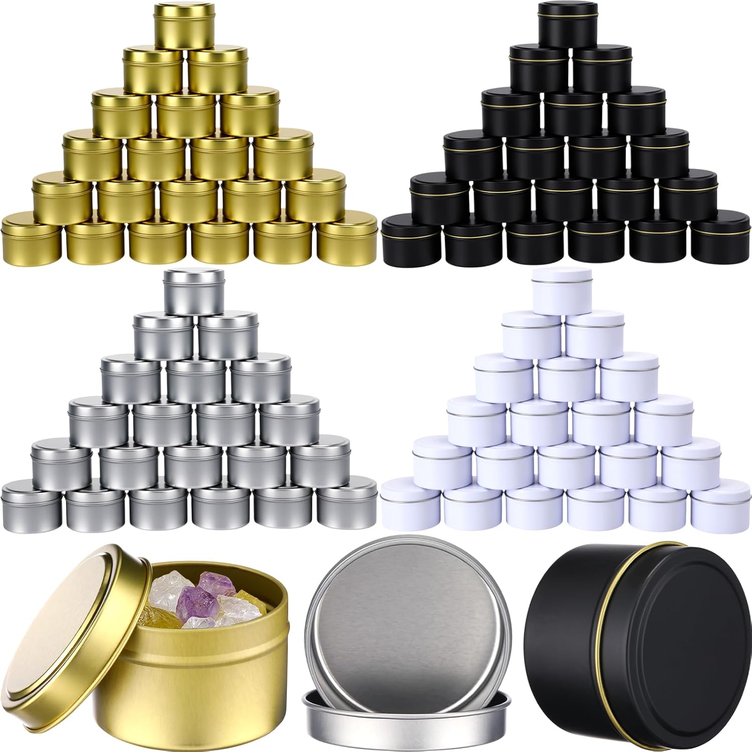 Metal Tin Lid 4Oz - 100 Pcs 4oz Candle Tins with