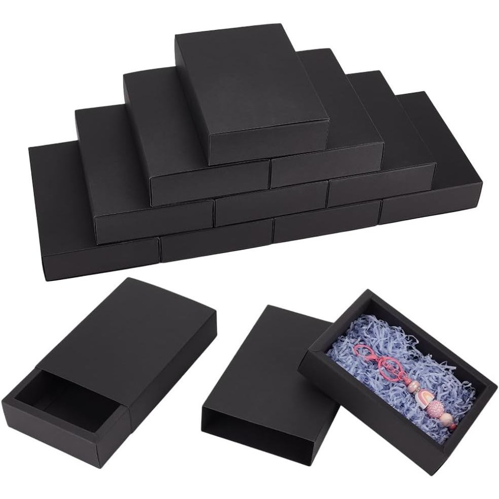 12PCS Black Paper Drawer Boxes - огляд і ціна Kraft Paper Box
