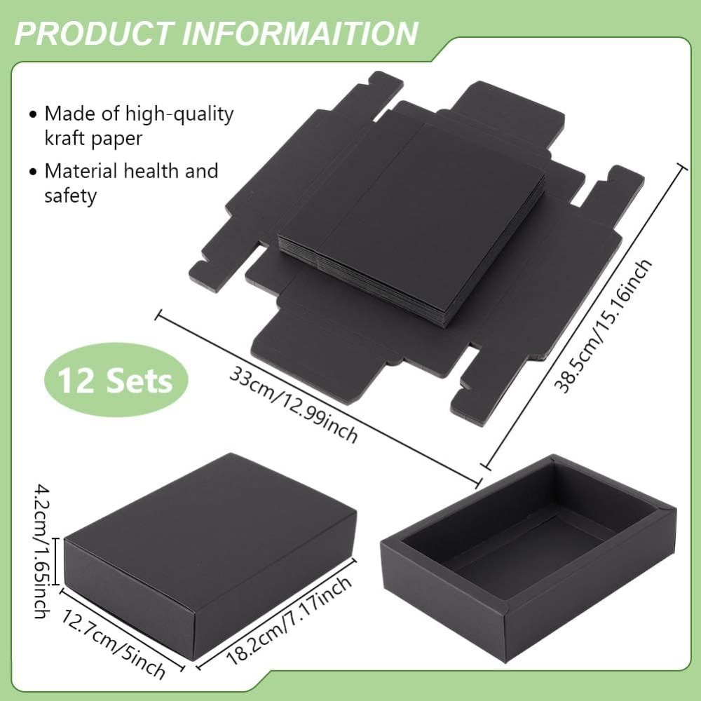 12PCS Black Paper Drawer Boxes - огляд і ціна Kraft Paper Box