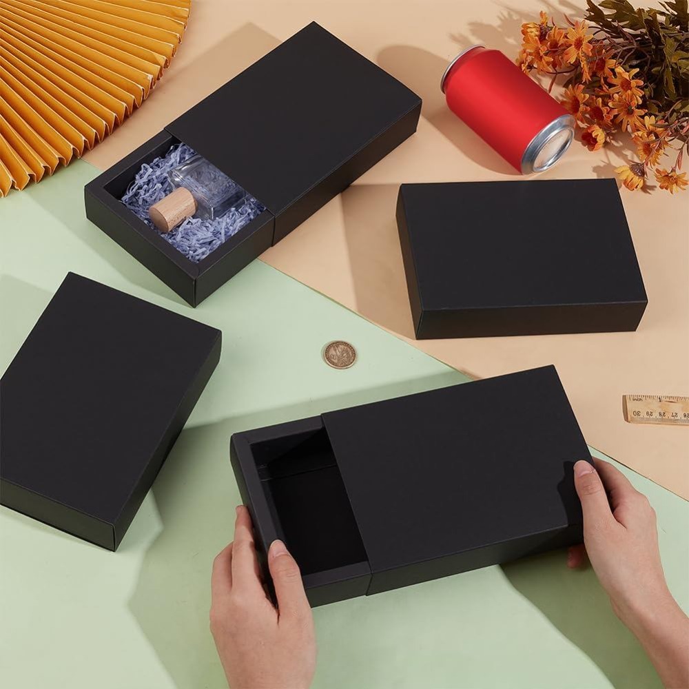 12PCS Black Paper Drawer Boxes - огляд і ціна Kraft Paper Box