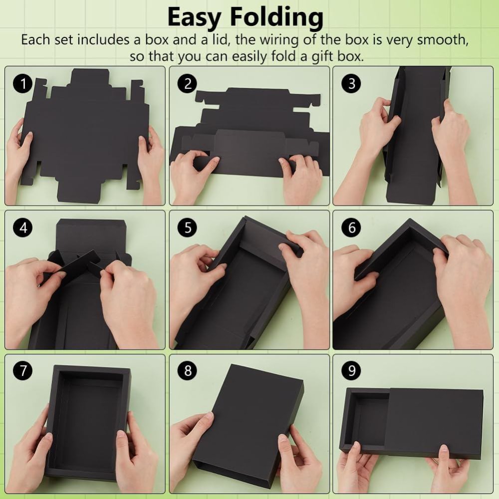 12PCS Black Paper Drawer Boxes - огляд і ціна Kraft Paper Box