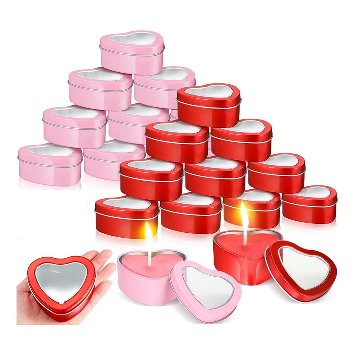A56K 24Pcs 4Oz Heart Shaped Me - огляд і ціна Metal Tin Lid 4Oz