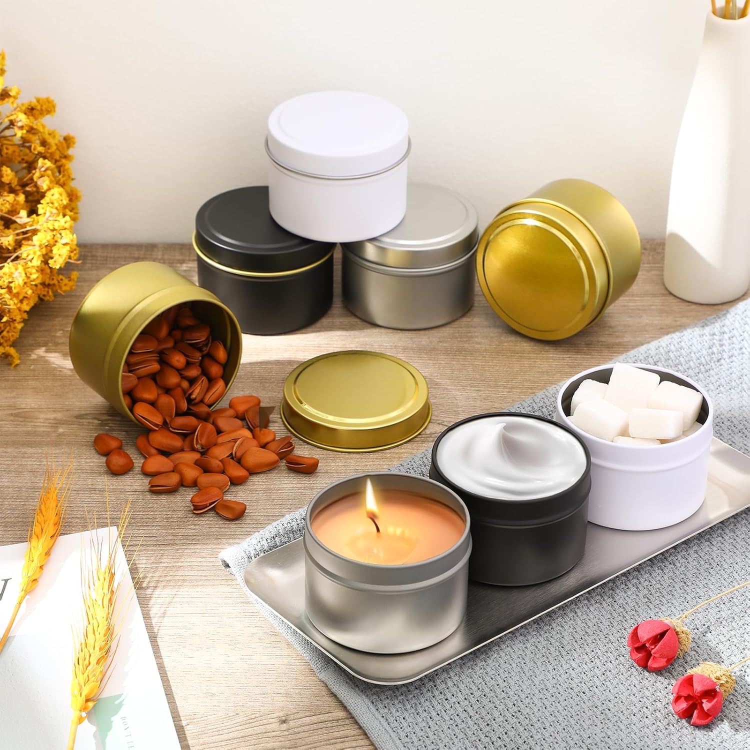 100 Pcs 4oz Candle Tins with L - огляд і ціна Metal Tin Lid 4Oz